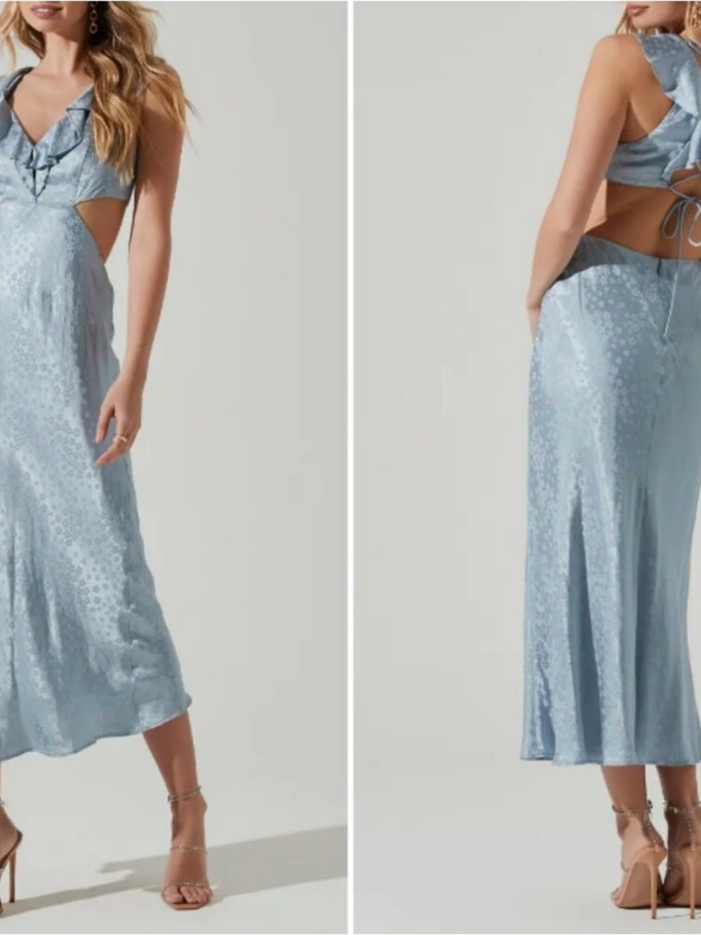 ASTR The Label Light Blue Satin Midi Dress - Wedding guest dress